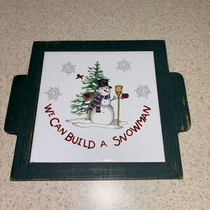 Festive Green Snowman Holiday Tray